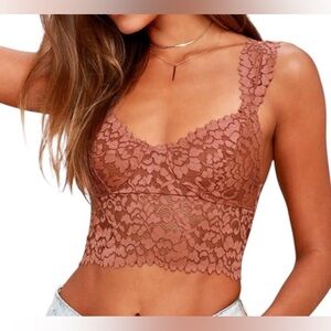 Free People Dream Away Terra Cotta Lace Bralette | Small